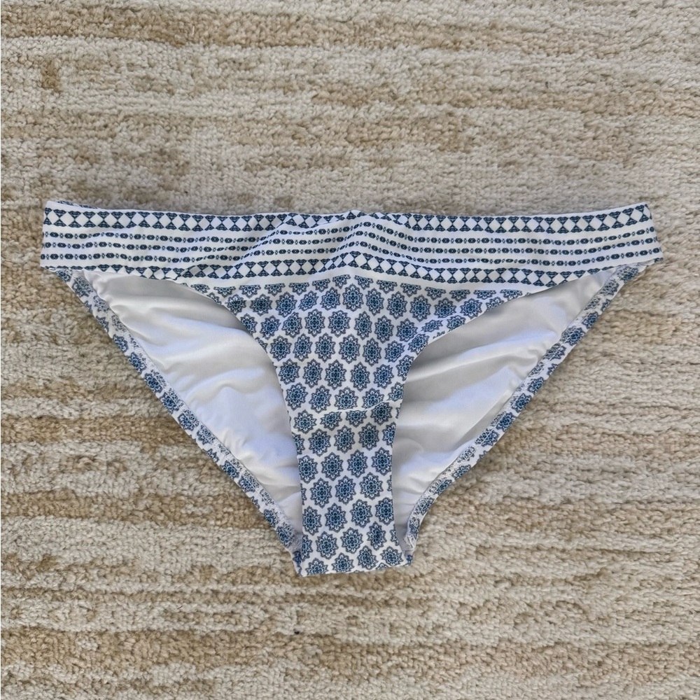 Shoshanna Bathing Suit Bottom | Blue and White Bathing Suit Bottom | Size Medium